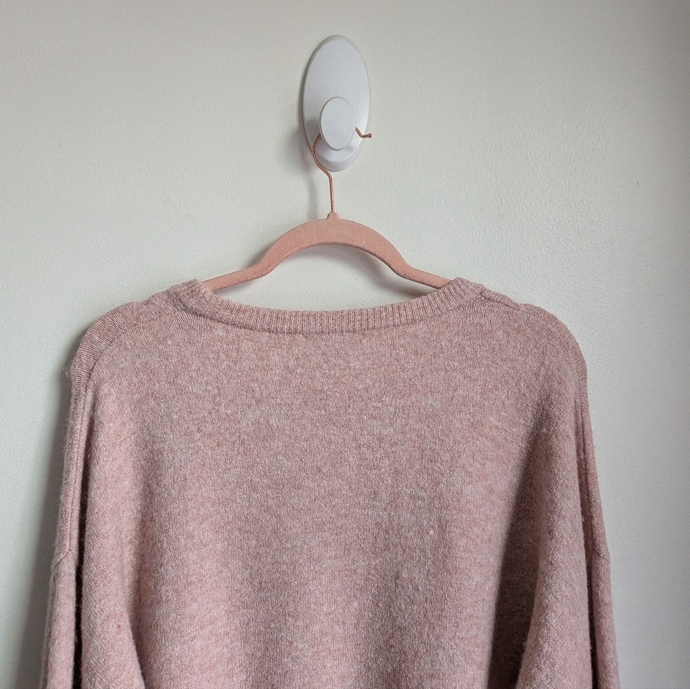 MADEWELL Cream Alpaca Puff Sleeves Dainty Knit Crewneck Sweater Size Large - Picture 6 of 12